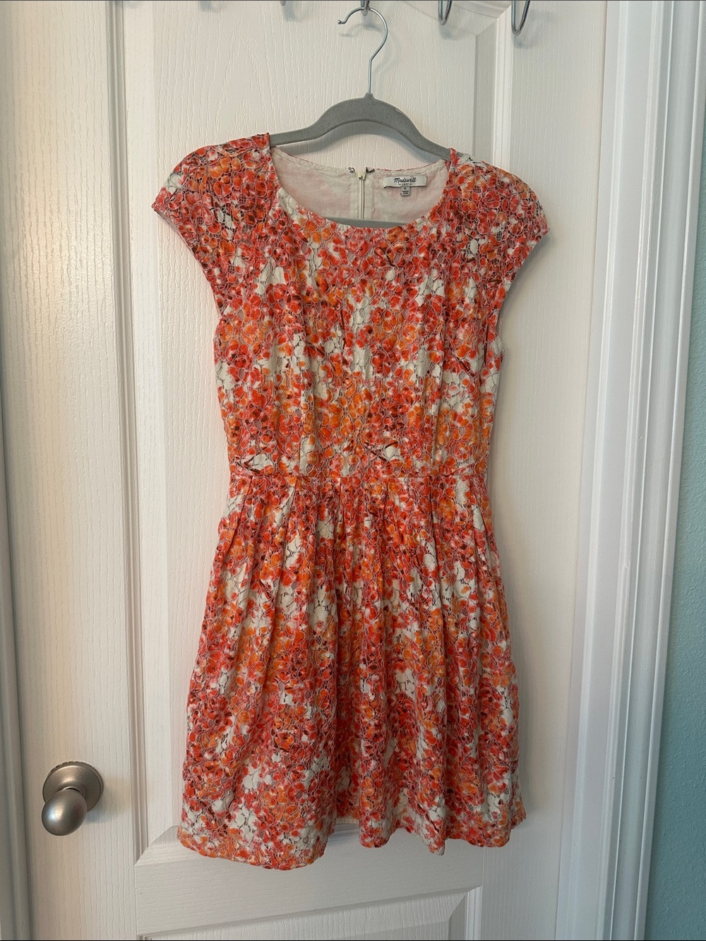 Floral Orange Short Sleeve Summer Dress by Madewell